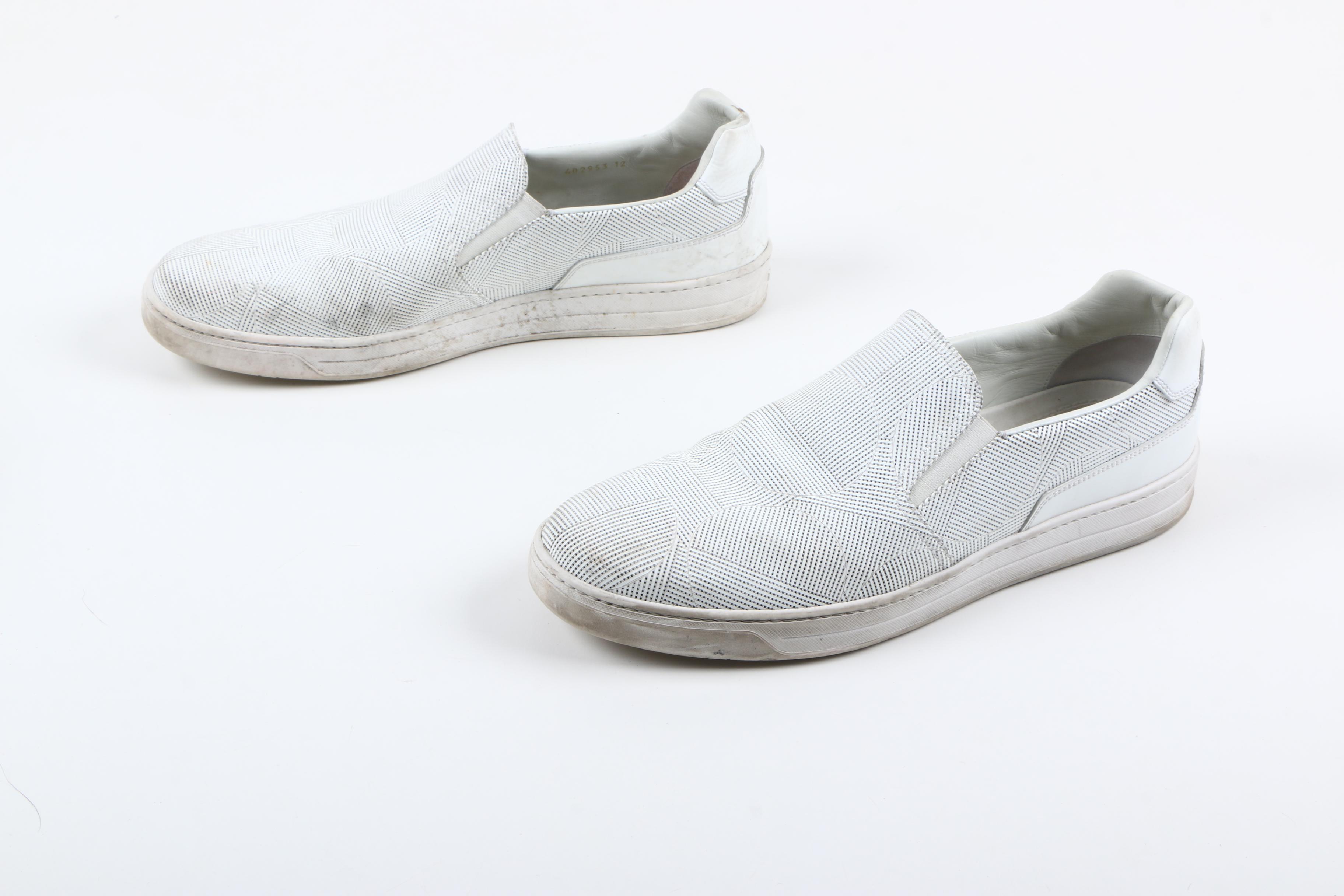 Men's Prada Geometric Perforated Slip-On Sneakers