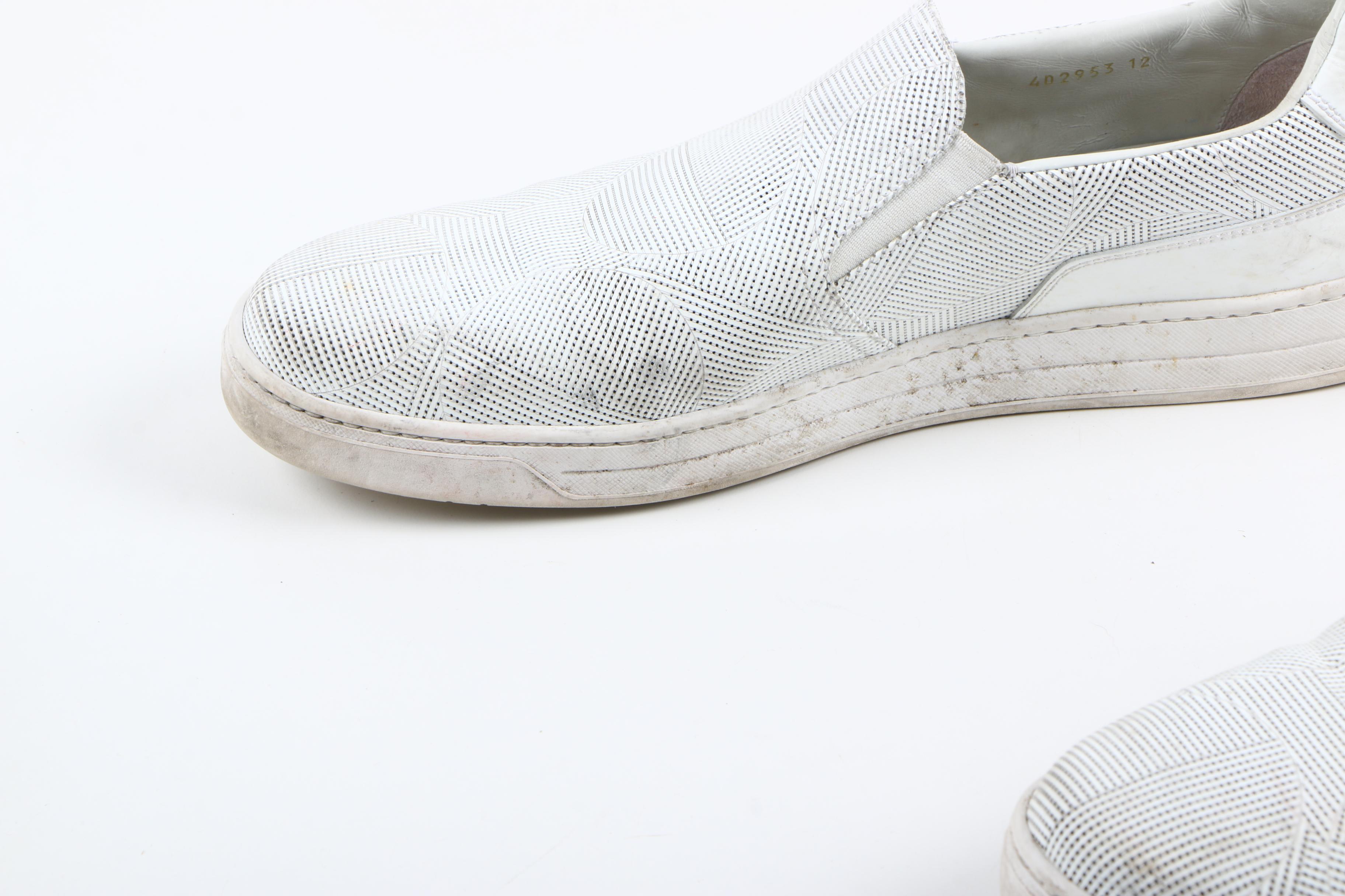 Men's Prada Geometric Perforated Slip-On Sneakers