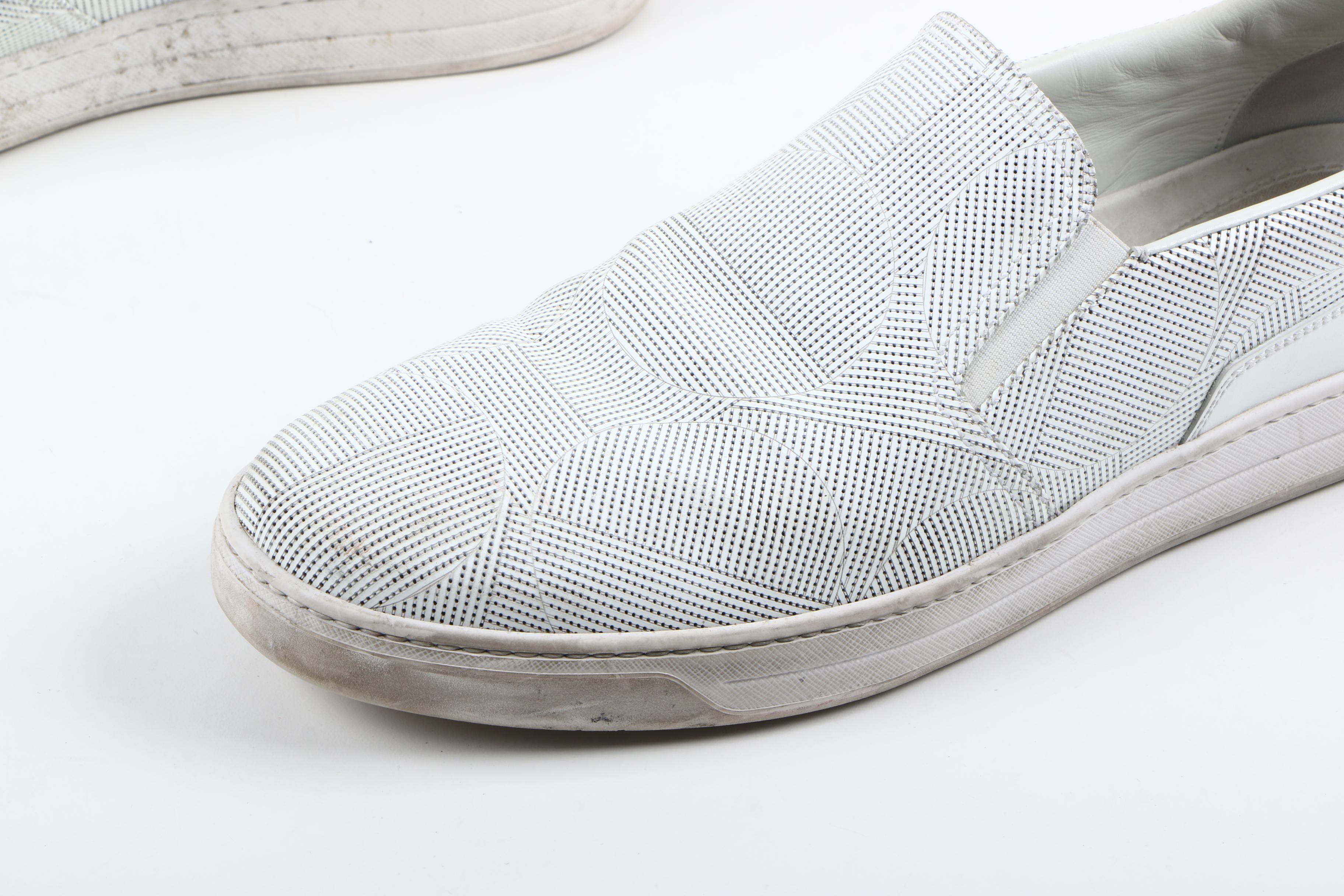 Men's Prada Geometric Perforated Slip-On Sneakers