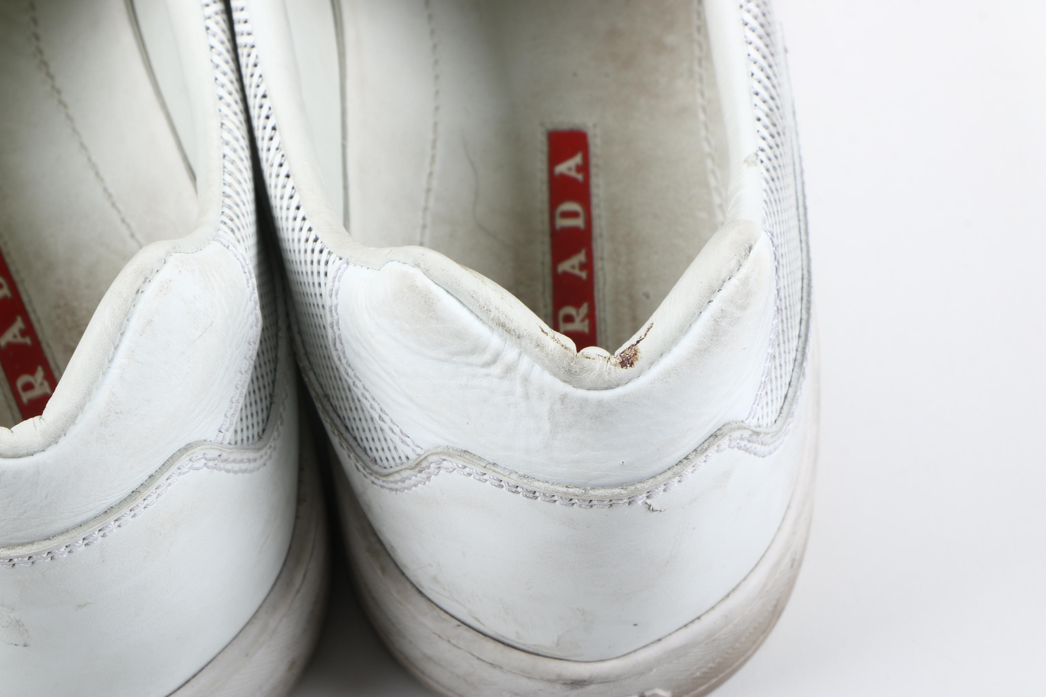 Men's Prada Geometric Perforated Slip-On Sneakers