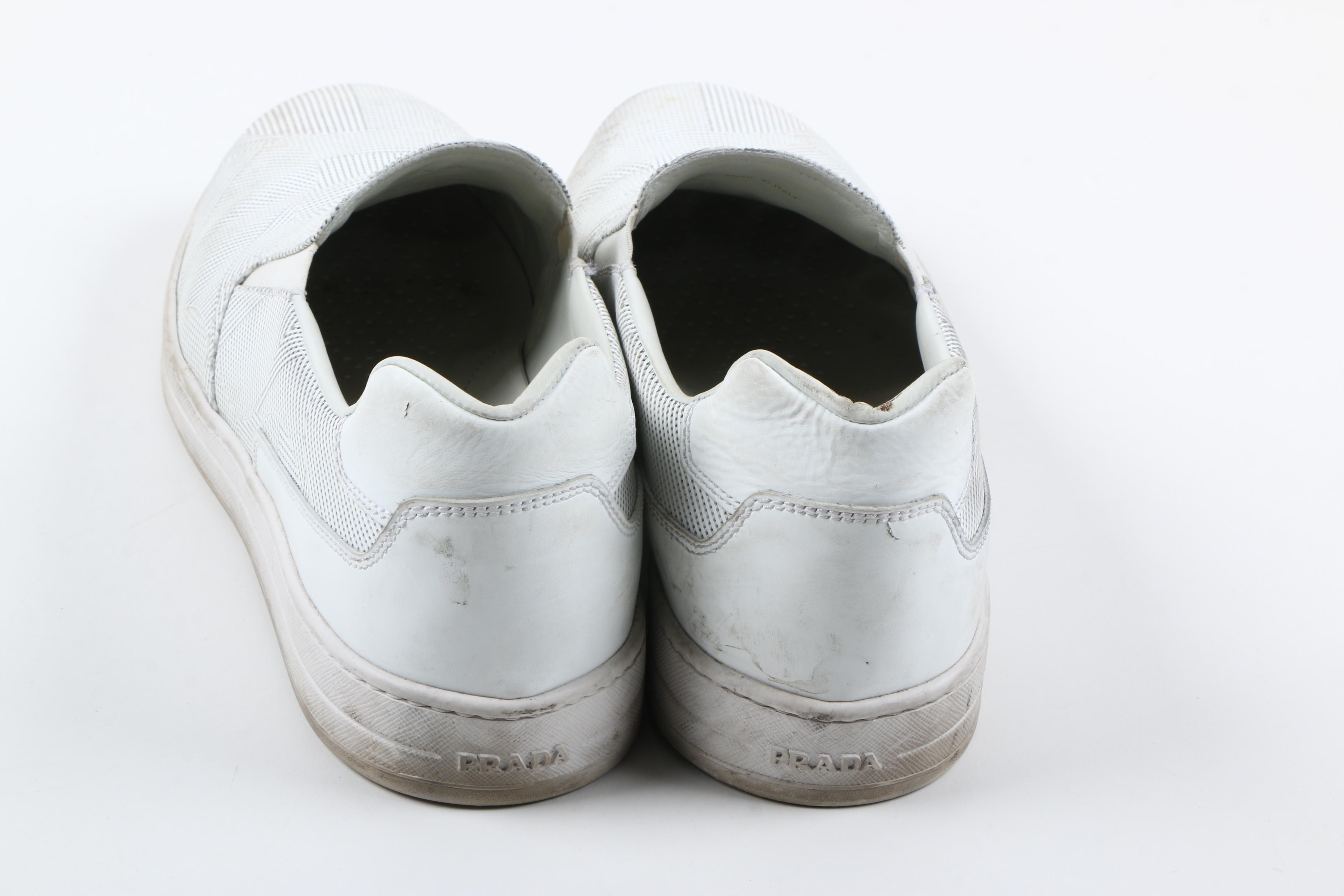 Men's Prada Geometric Perforated Slip-On Sneakers