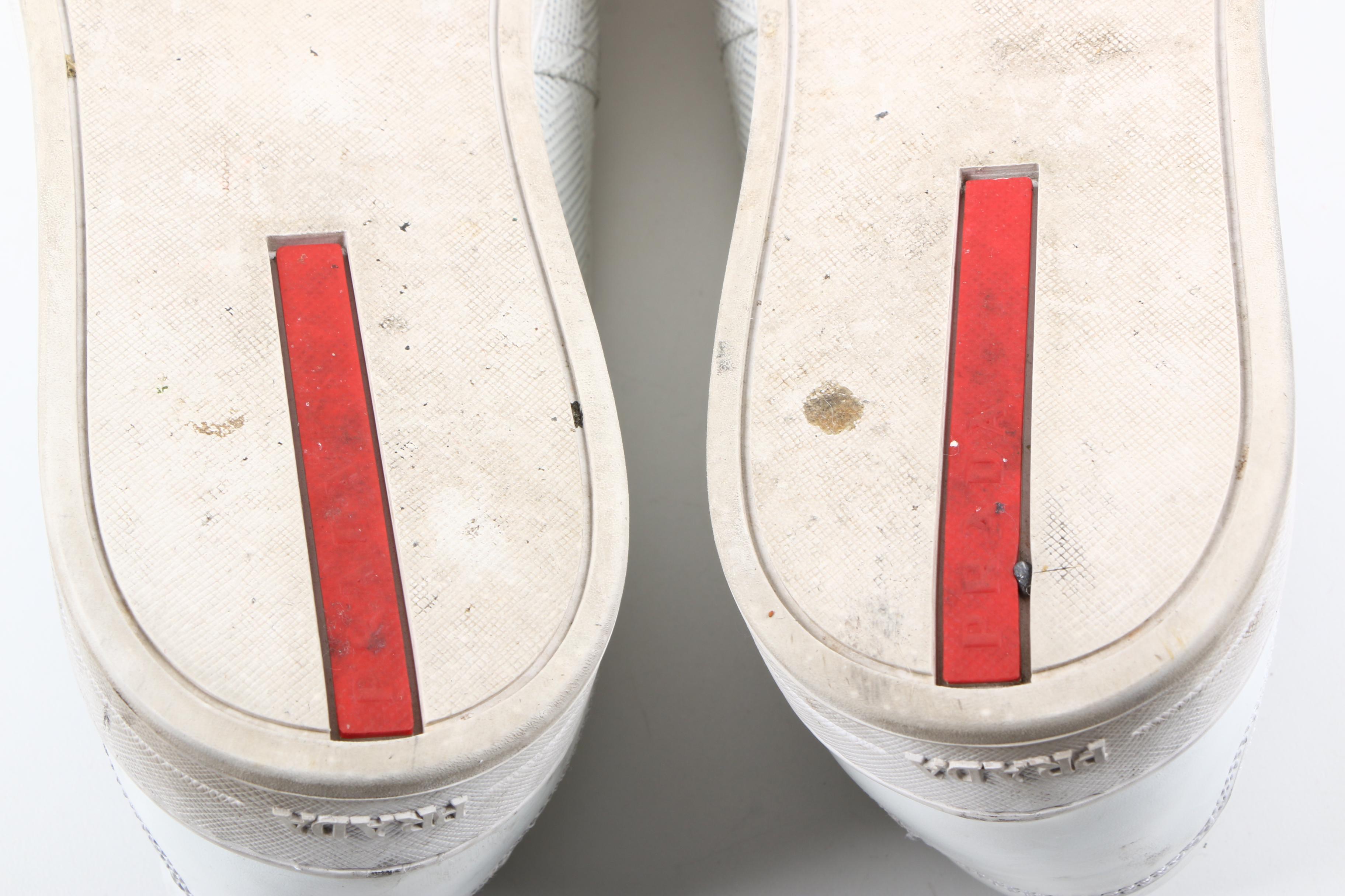 Men's Prada Geometric Perforated Slip-On Sneakers