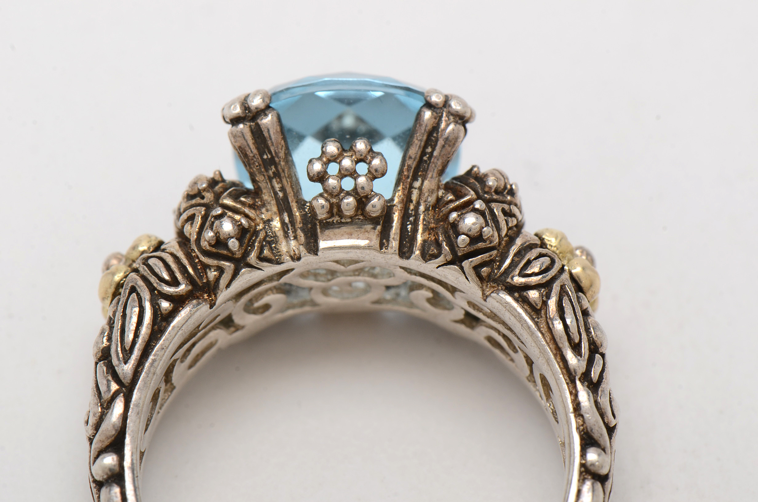 Barbara Bixby 18K Gold and Sterling Silver Blue Topaz Ring