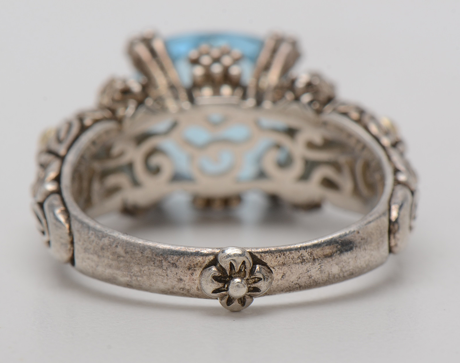 Barbara Bixby 18K Gold and Sterling Silver Blue Topaz Ring