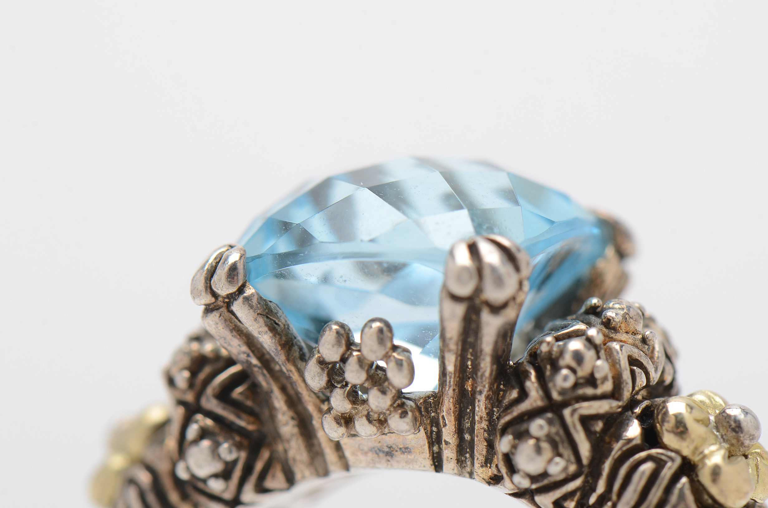 Barbara Bixby 18K Gold and Sterling Silver Blue Topaz Ring
