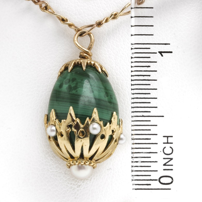 "House of Igor Carl Fabergé" 14K Yellow Gold Gemstone Fabergé Egg Necklace