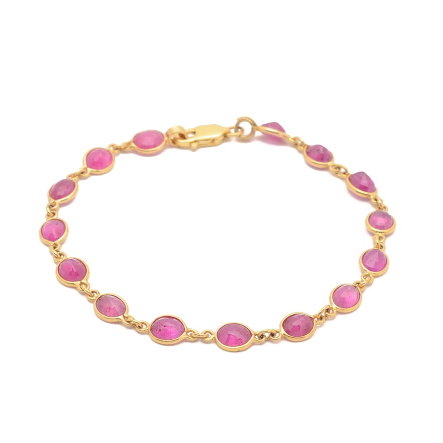 14K Yellow Gold Ruby Bracelet