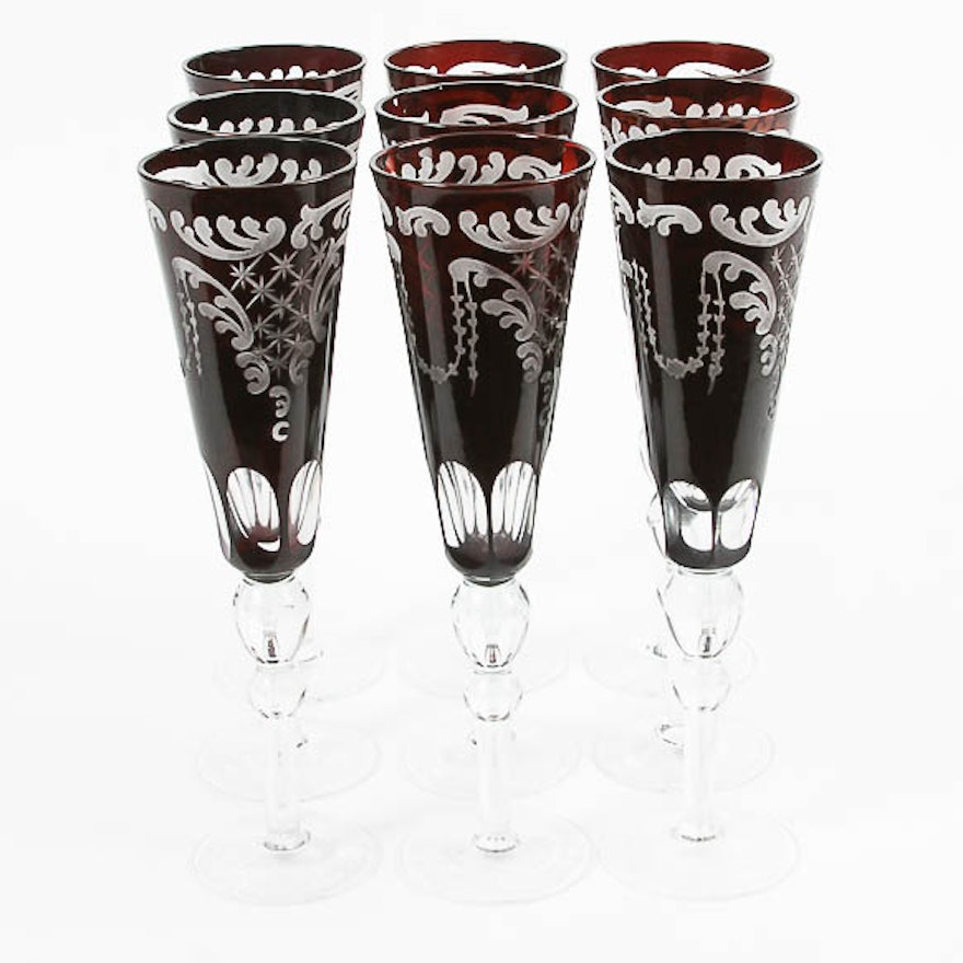Cut To Clear Cranberry Goblets