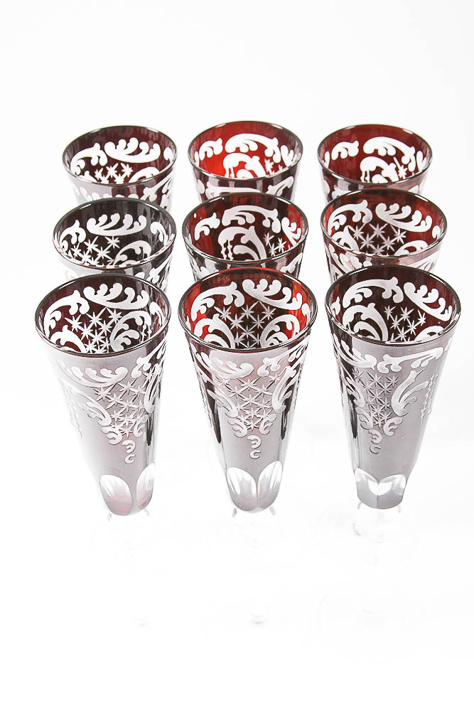 Cut To Clear Cranberry Goblets