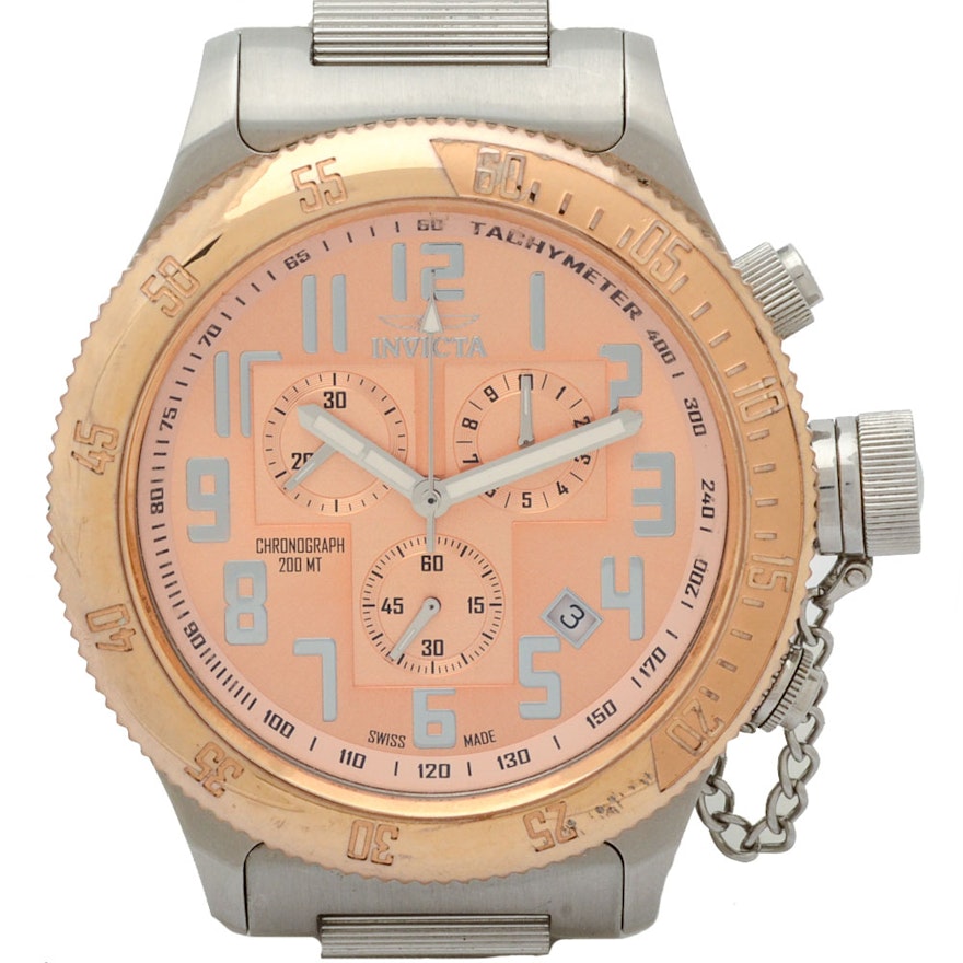 Invicta Stainless Steel Russian Diver Quartz Chronograph Wristwatch