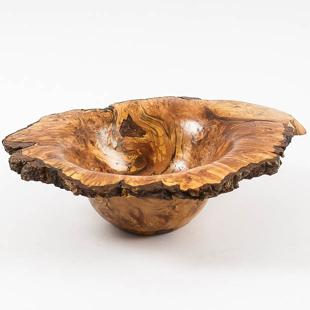 Silver Beech Burr Bowl Signed by Artist