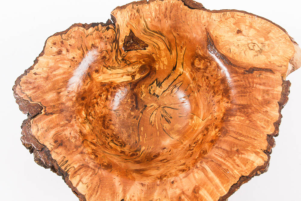 Silver Beech Burr Bowl Signed by Artist