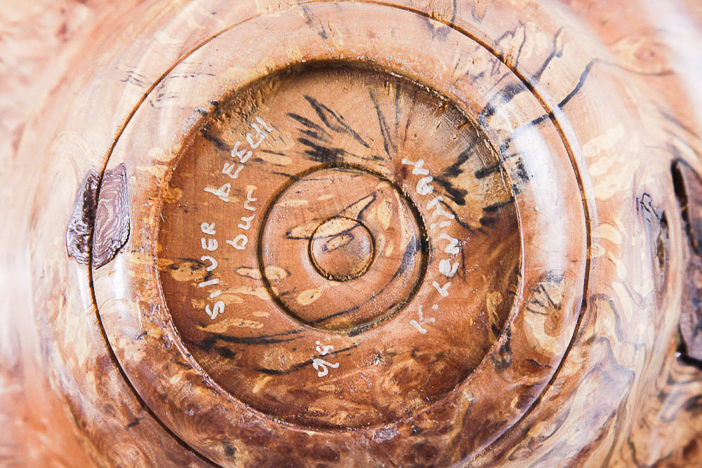 Silver Beech Burr Bowl Signed by Artist