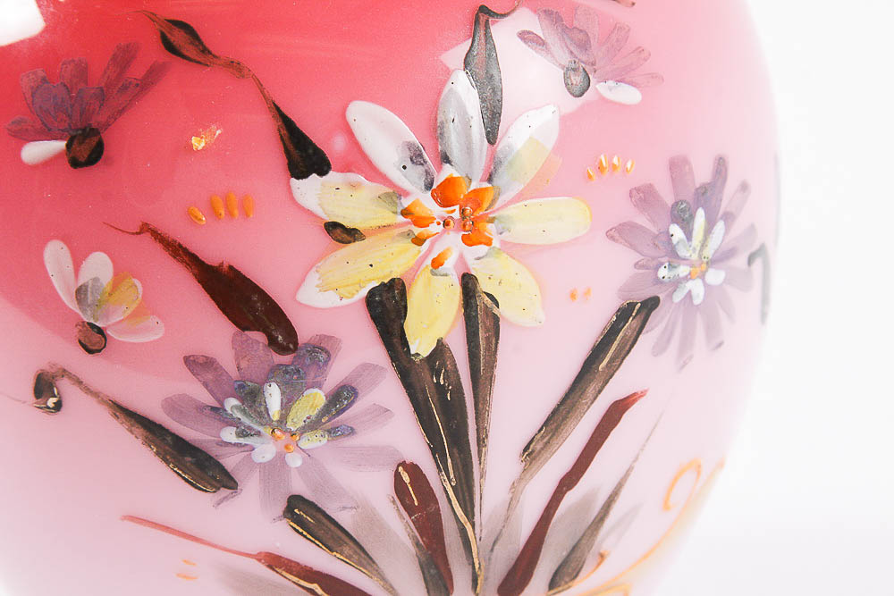 Hand-Painted Glass and Metal Biscuit Jar