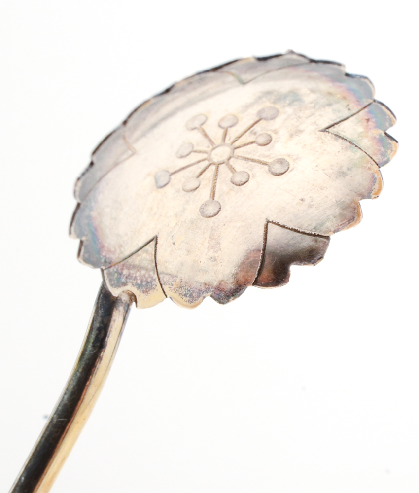 Vintage Sterling Silver Lotus Motif Sipper Straws