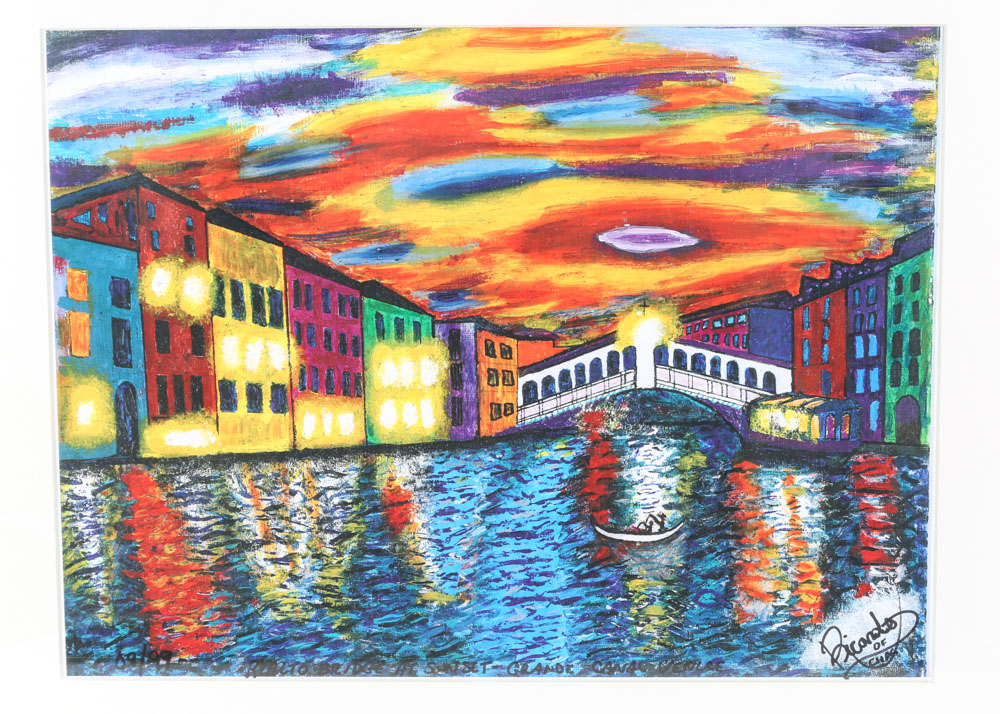 Ricardo of Charleston Limited Edition Lithograph "Rialto Bridge At Sunset"