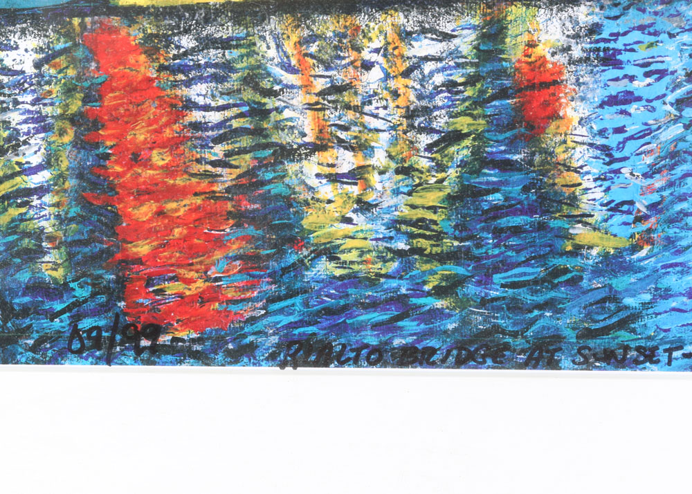 Ricardo of Charleston Limited Edition Lithograph "Rialto Bridge At Sunset"