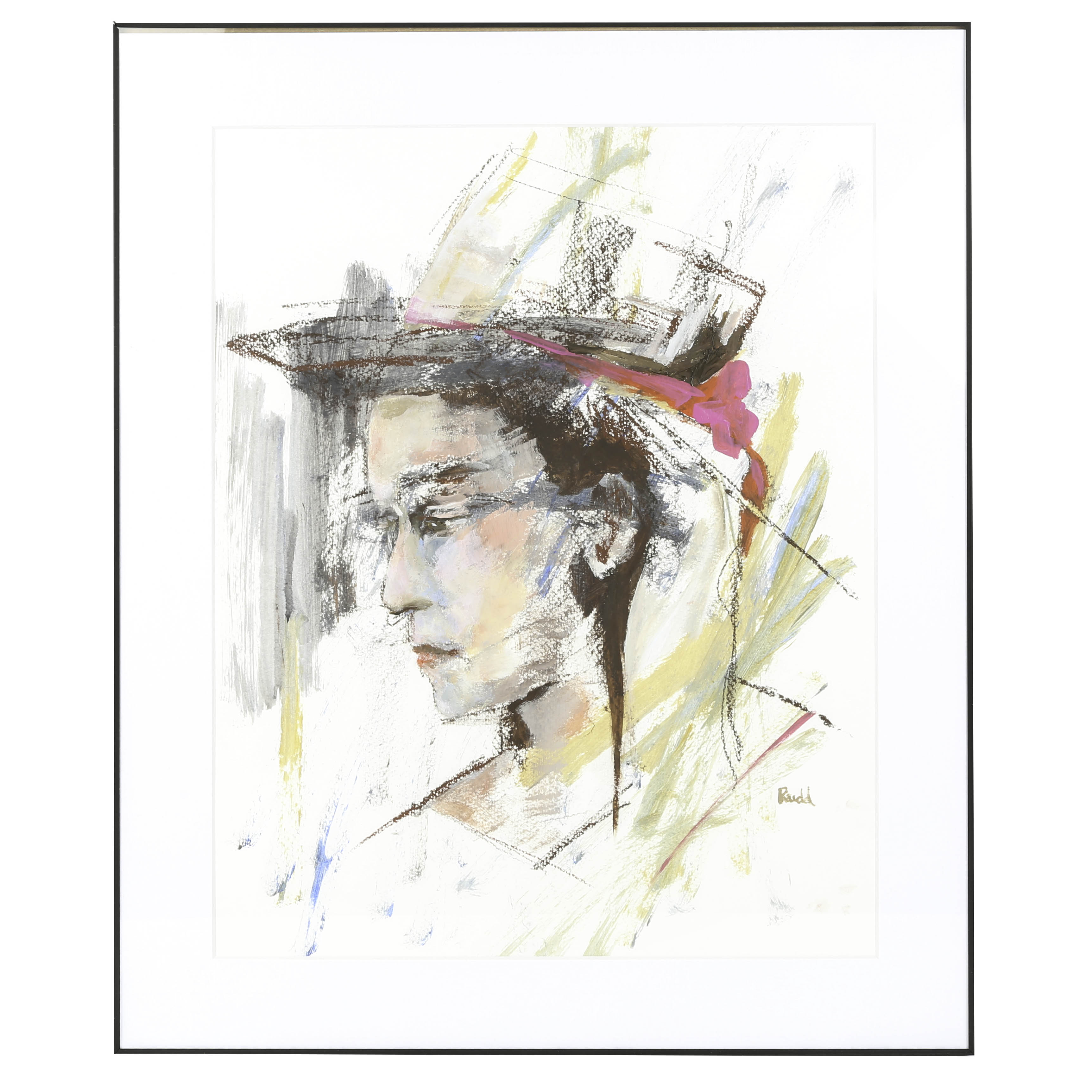 Ann Rudd Acrylic & Oil Pastel on Paper "Berthe's Friend"