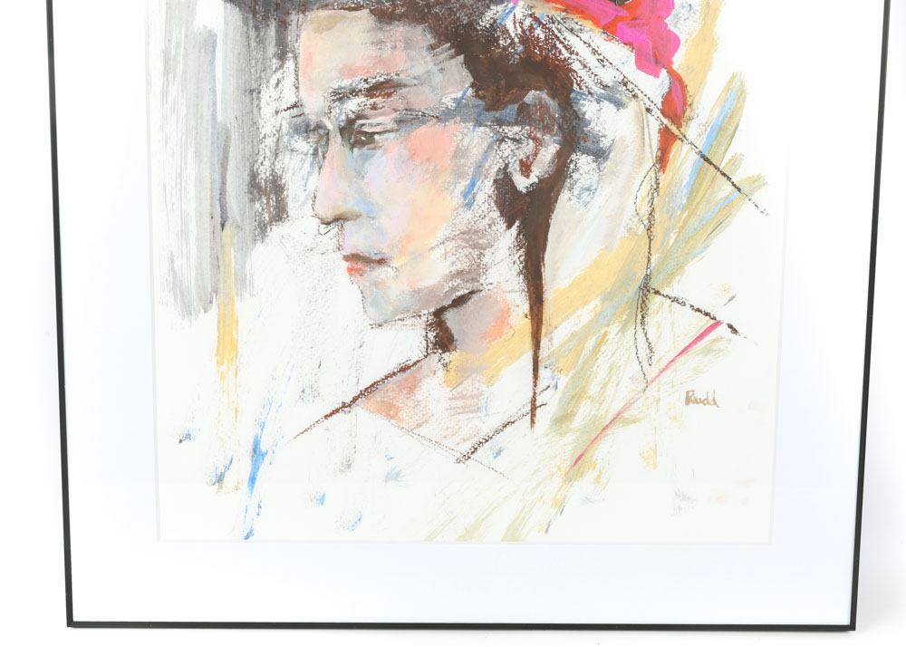 Ann Rudd Acrylic & Oil Pastel on Paper "Berthe's Friend"