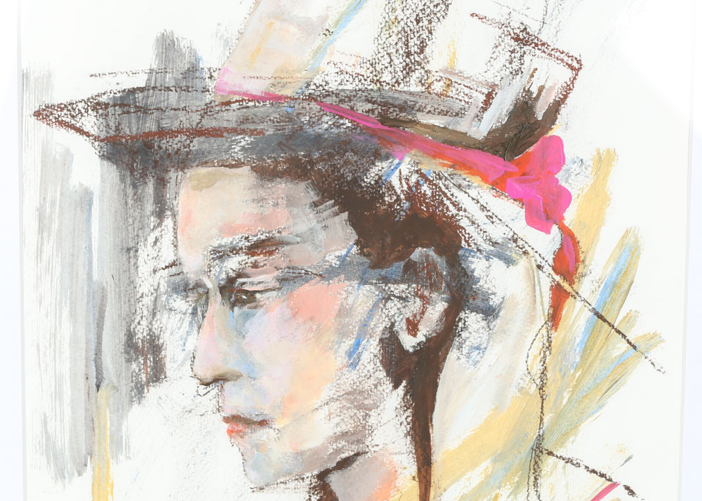 Ann Rudd Acrylic & Oil Pastel on Paper "Berthe's Friend"