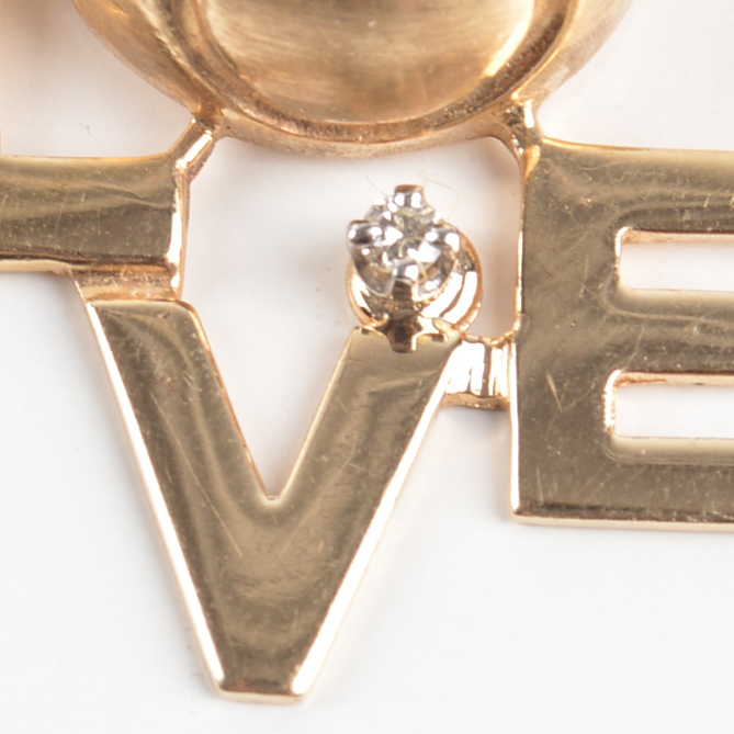 14K Yellow Gold Diamond "Love" Pendant