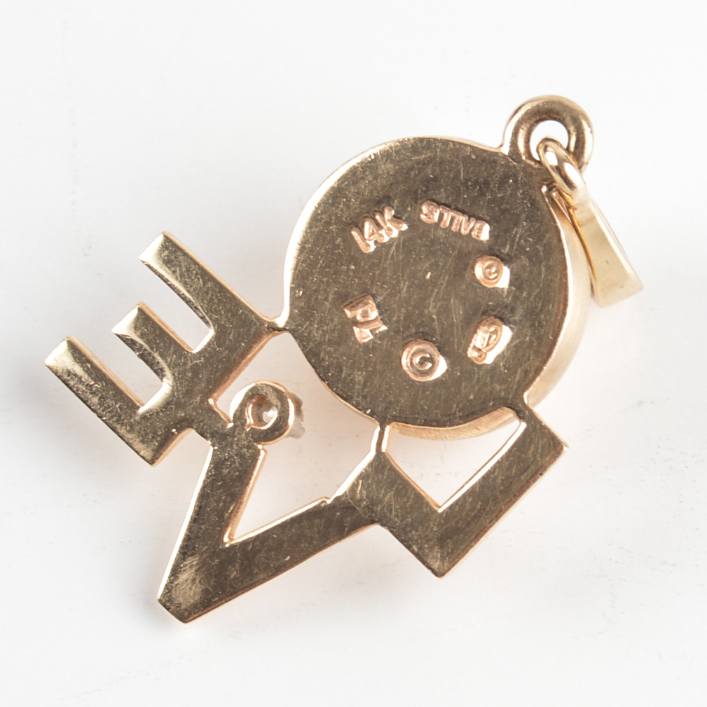 14K Yellow Gold Diamond "Love" Pendant