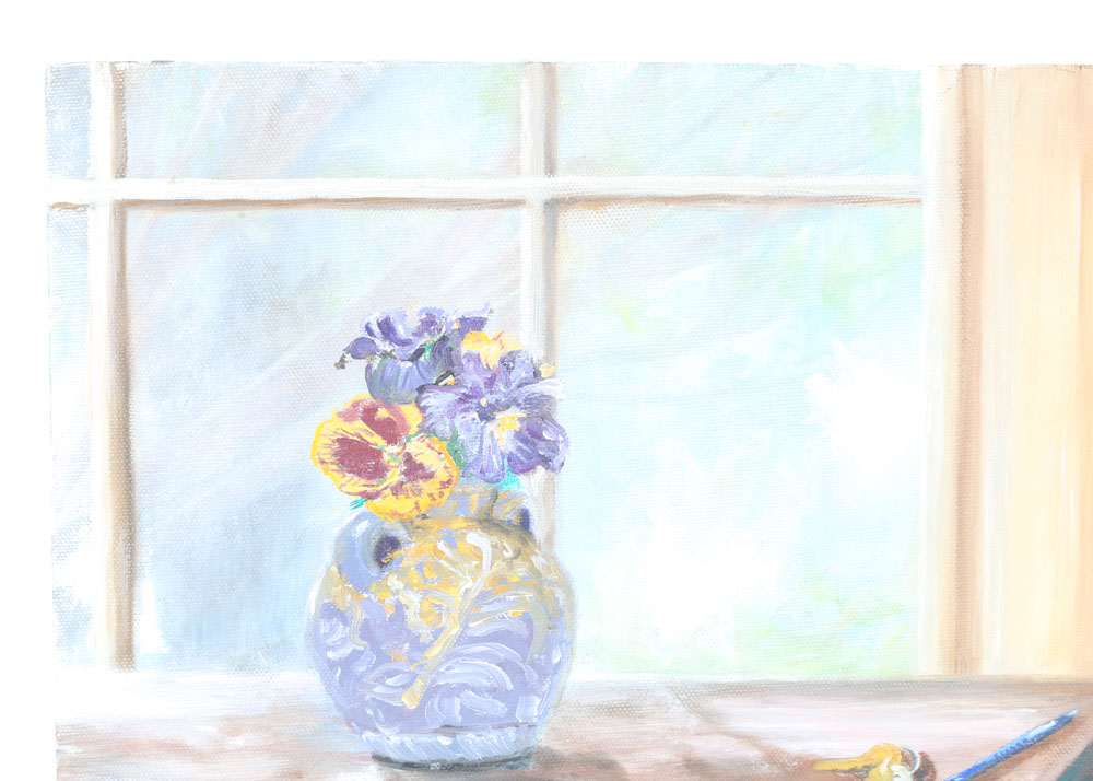 Timmy Hord Still Life Oil Painting on Canvas "Sunny Day At Home"