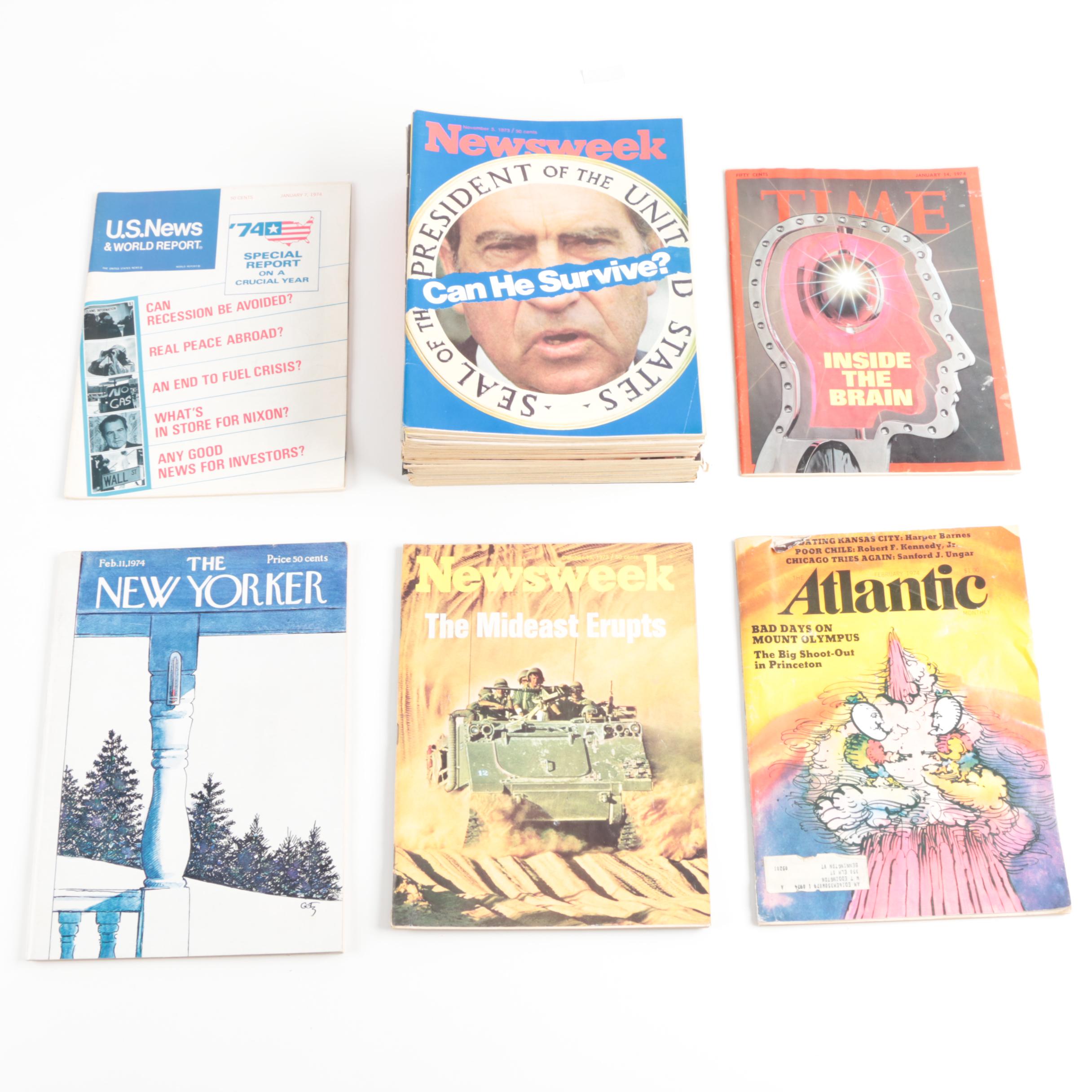 1970s News Magazines Featuring "Time" and "Newsweek"