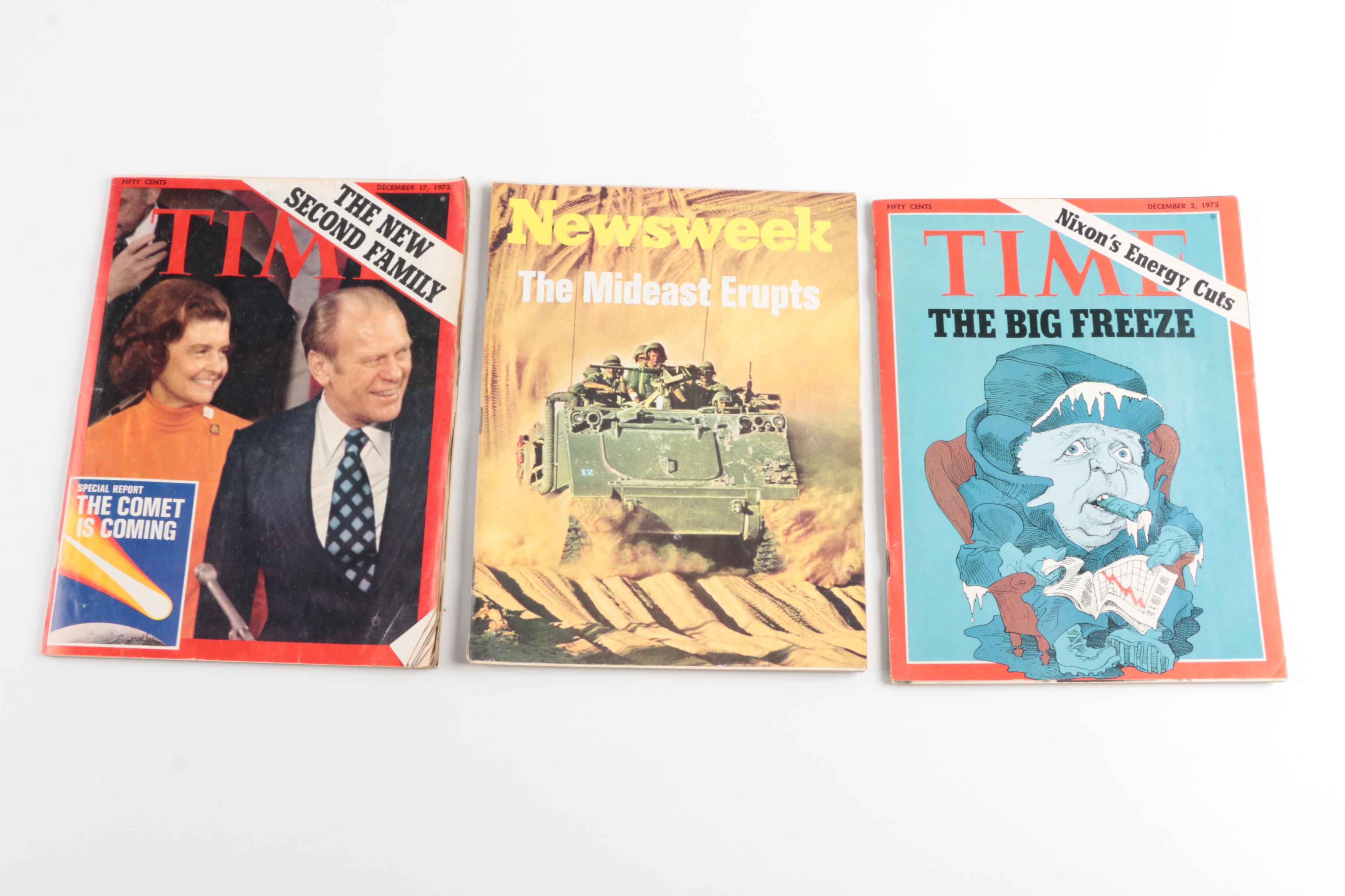 1970s News Magazines Featuring "Time" and "Newsweek"