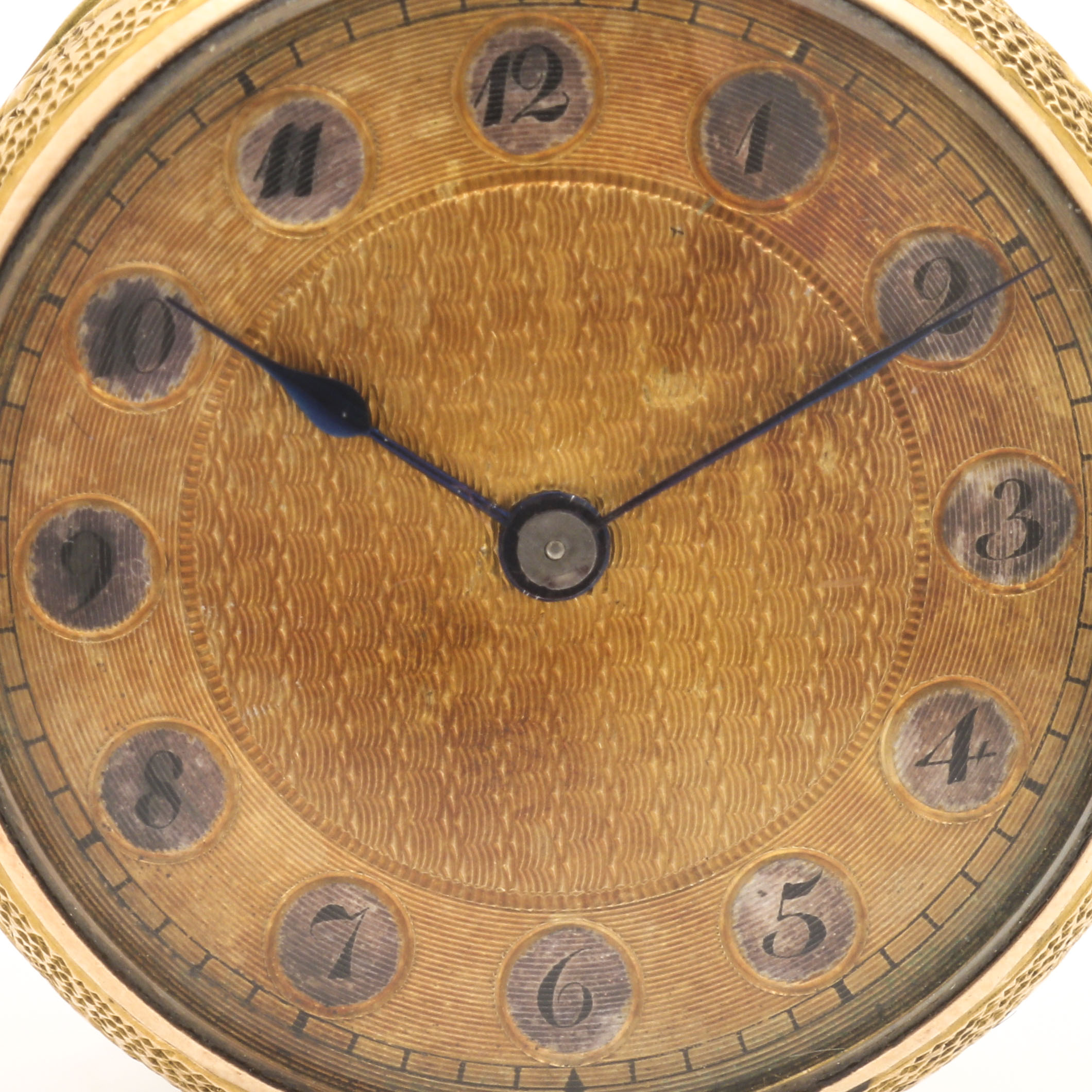 14K Yellow Gold Open Face Enameled Pocket Watch