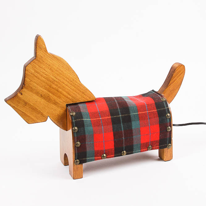 Handmade Wooden Scottie Dog Lamp