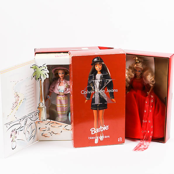 Assortment of Barbies including "Evening Flame"