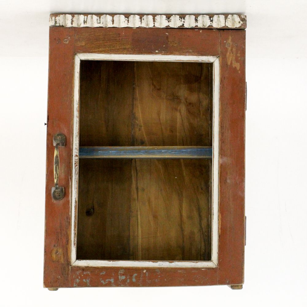 Primitive Wooden Wall-Hanging Medicine Cabinet