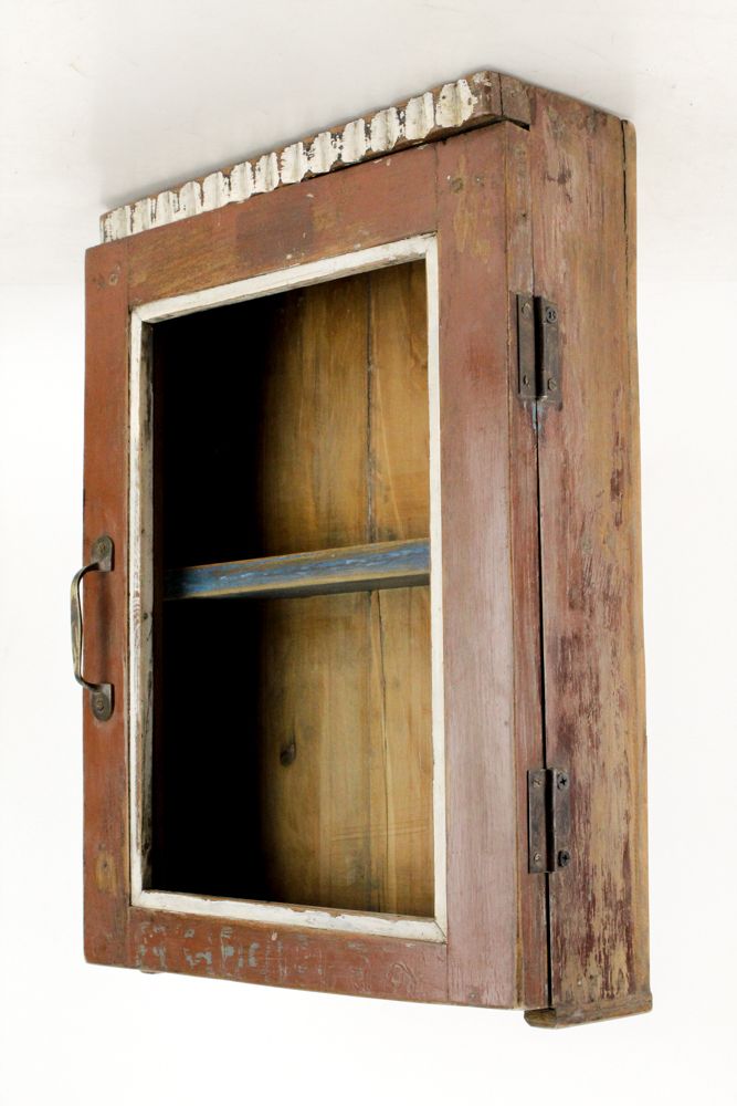 Primitive Wooden Wall-Hanging Medicine Cabinet