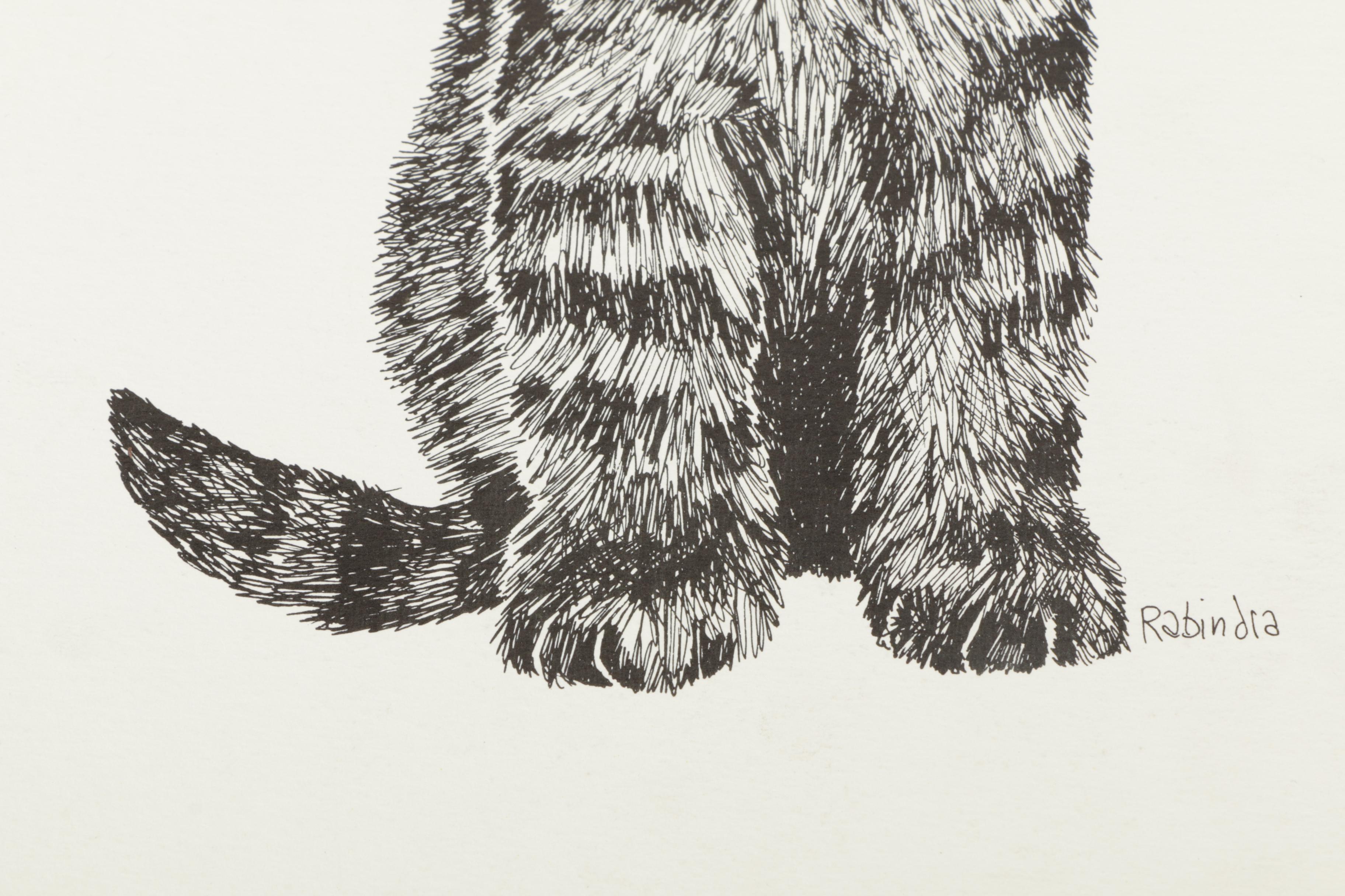 Gallerie Rabindra 1974 Planographic Print on Paper "Blissful Kitty"