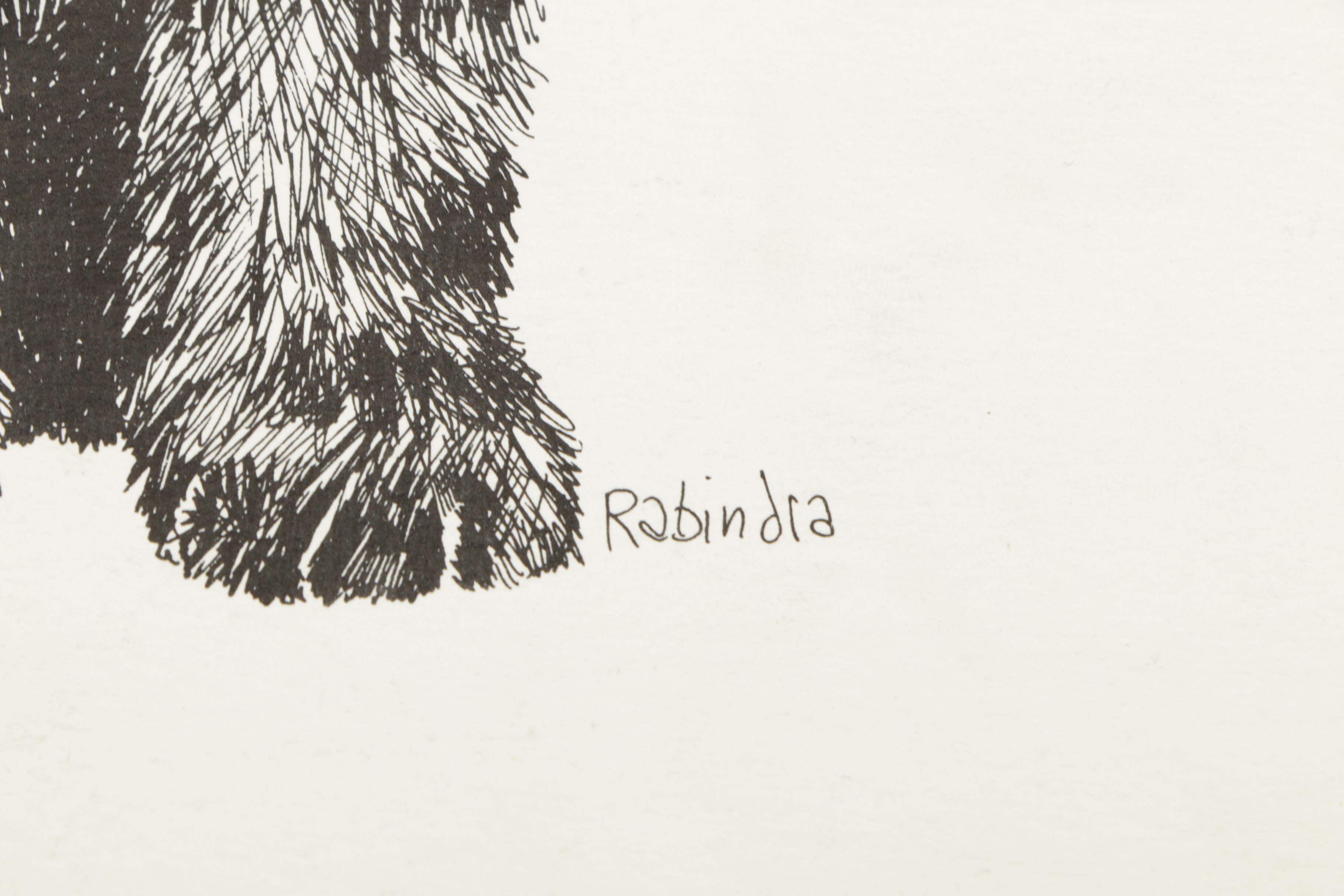 Gallerie Rabindra 1974 Planographic Print on Paper "Blissful Kitty"