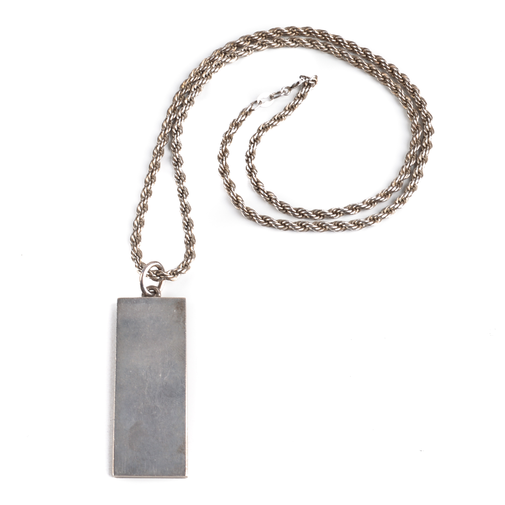 1950s Sterling Silver Pendant and Rope Chain