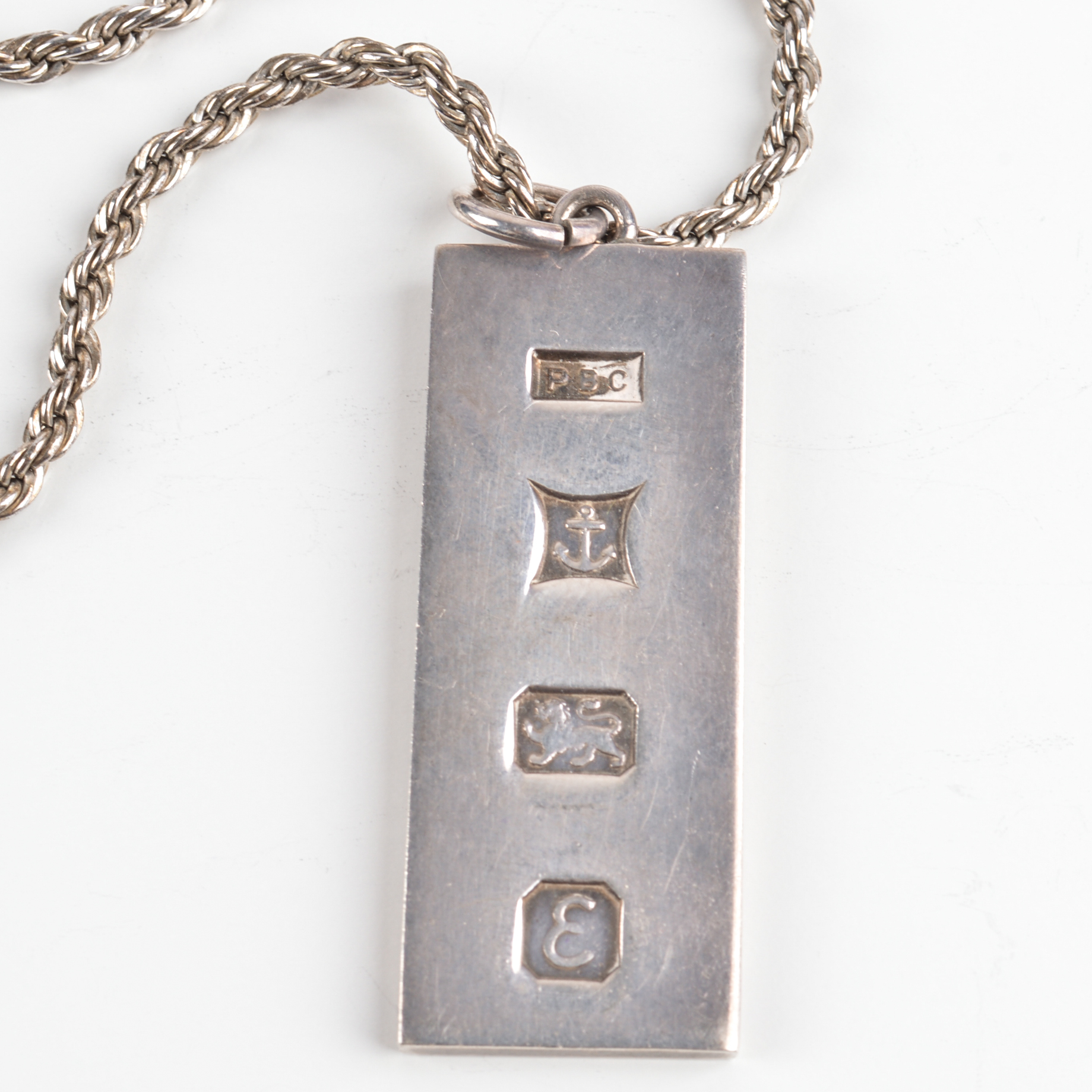1950s Sterling Silver Pendant and Rope Chain