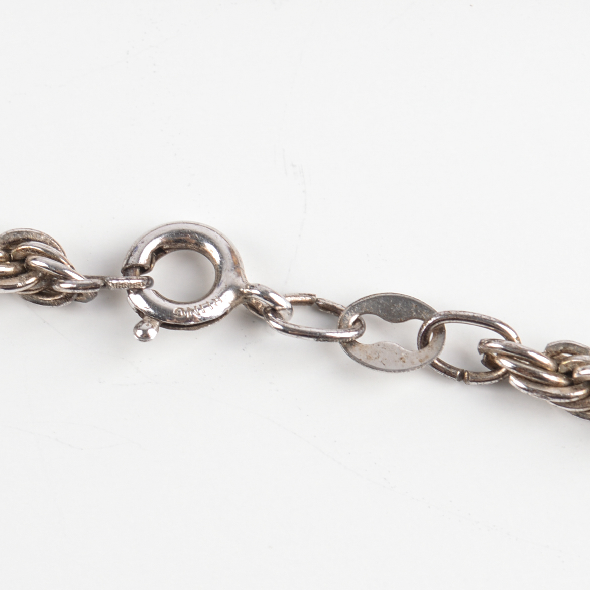 1950s Sterling Silver Pendant and Rope Chain