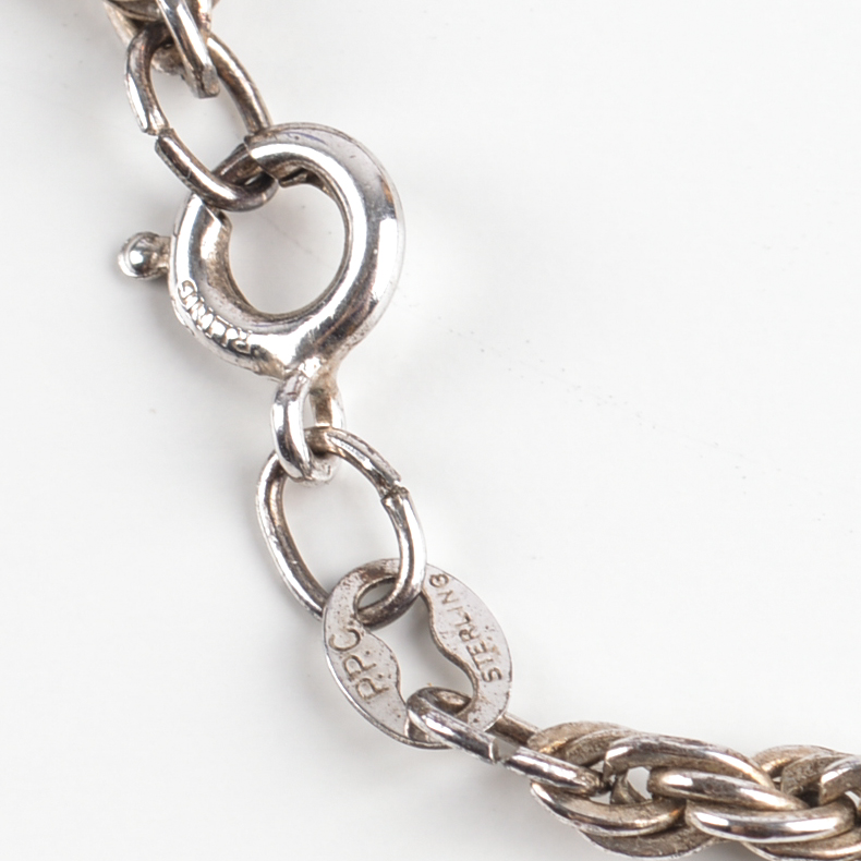 1950s Sterling Silver Pendant and Rope Chain