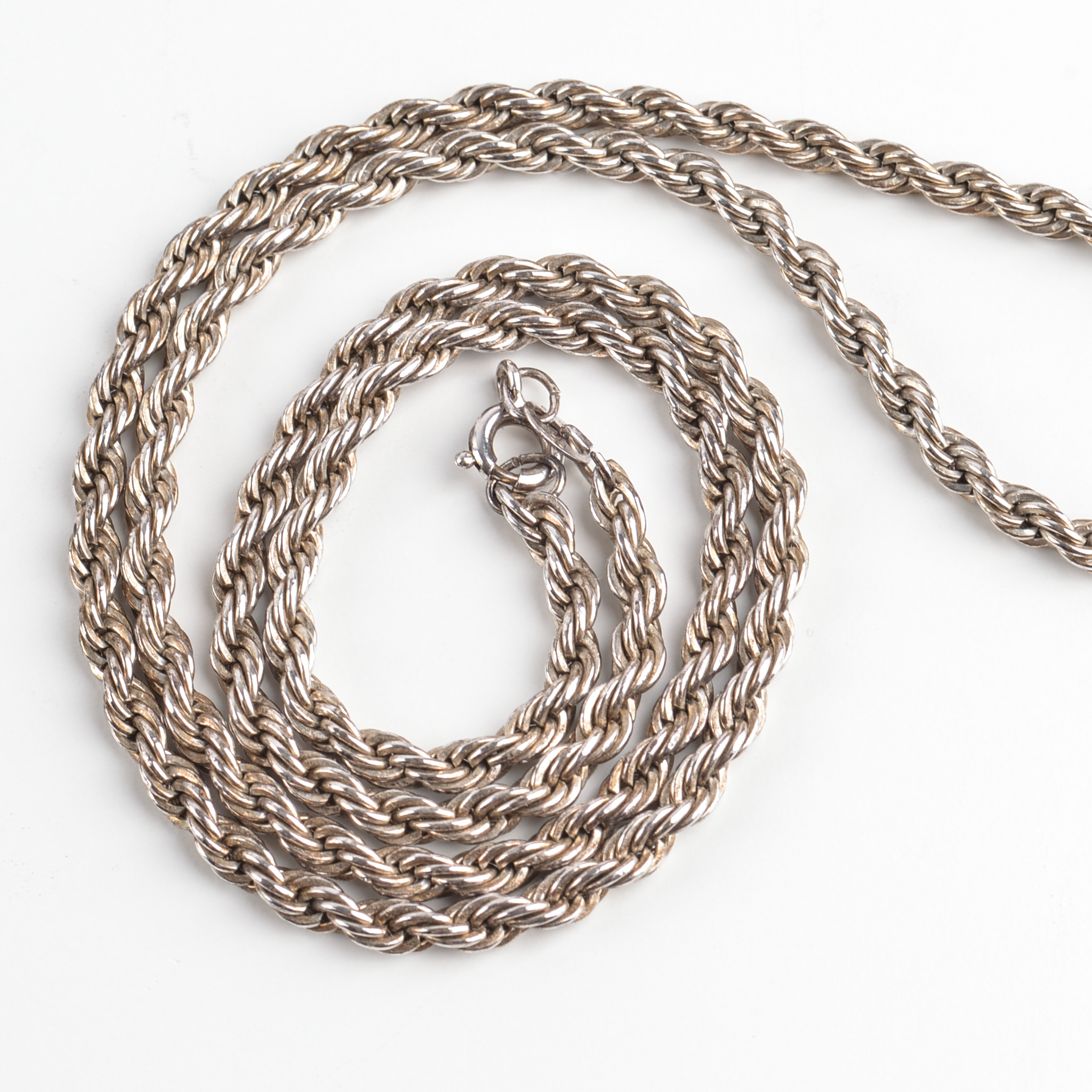 1950s Sterling Silver Pendant and Rope Chain