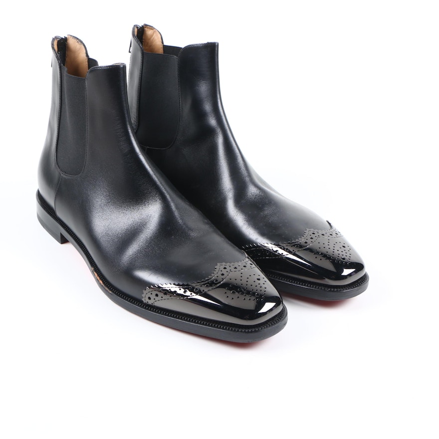Men's Christian Louboutin Black Leather Chelsea Boots