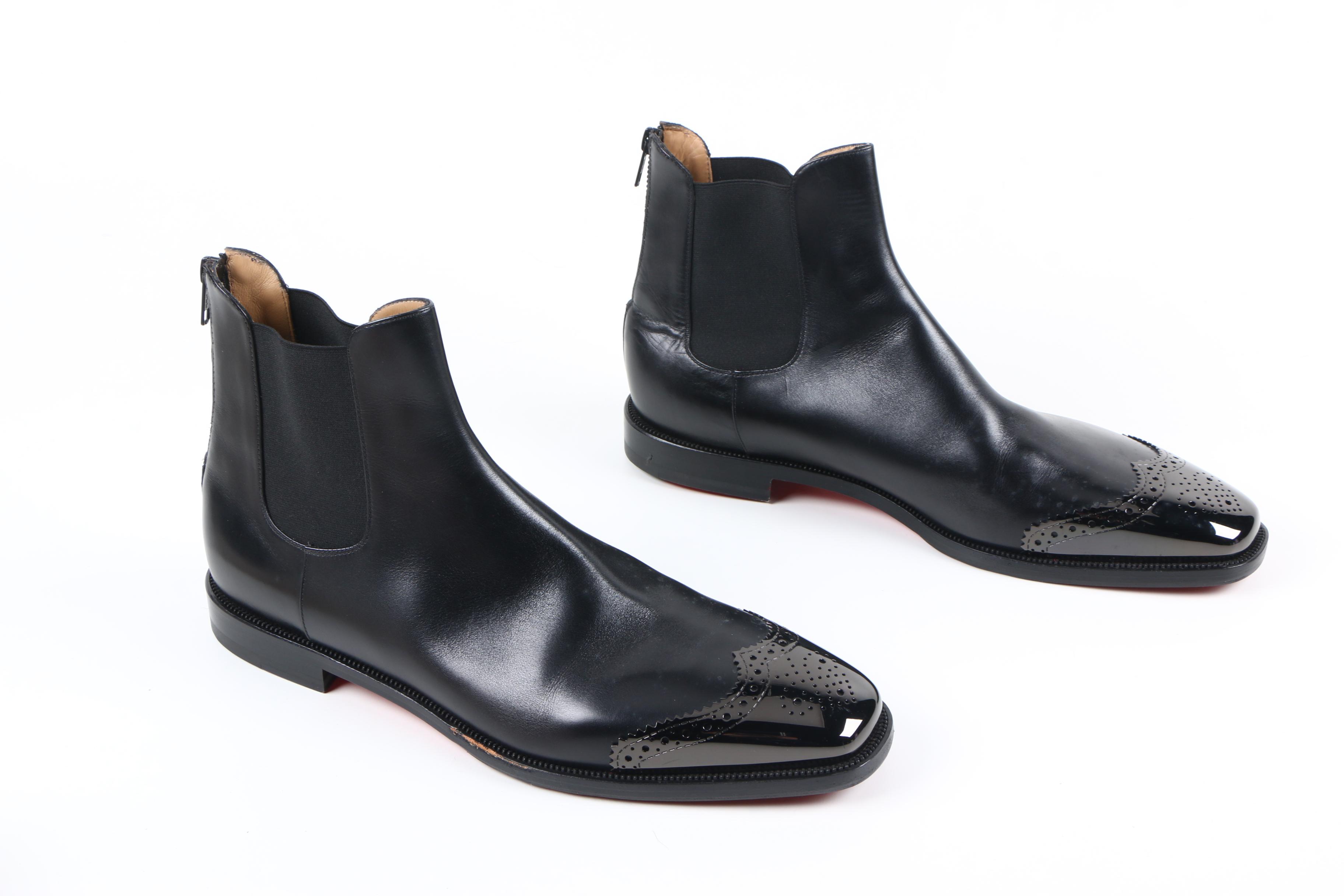 Men's Christian Louboutin Black Leather Chelsea Boots