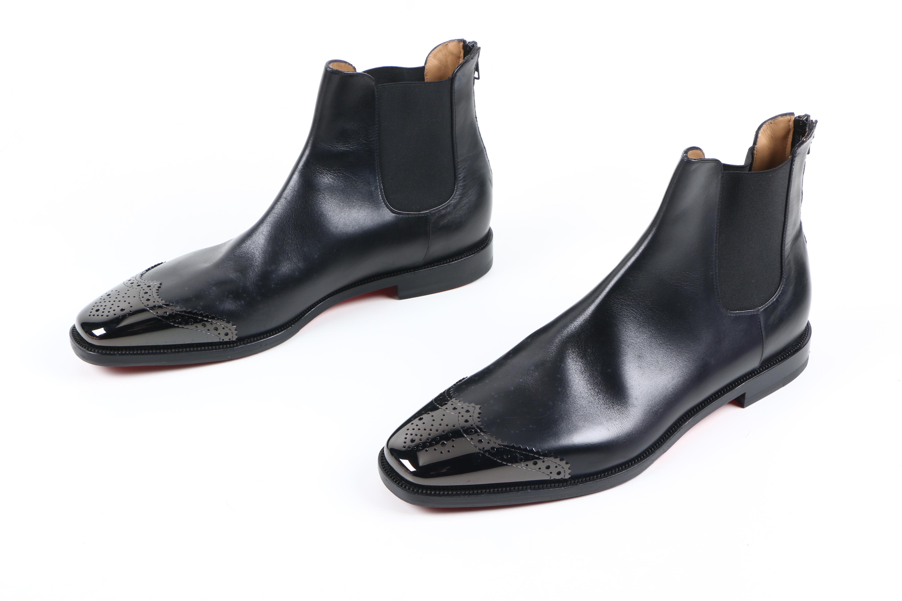 Men's Christian Louboutin Black Leather Chelsea Boots