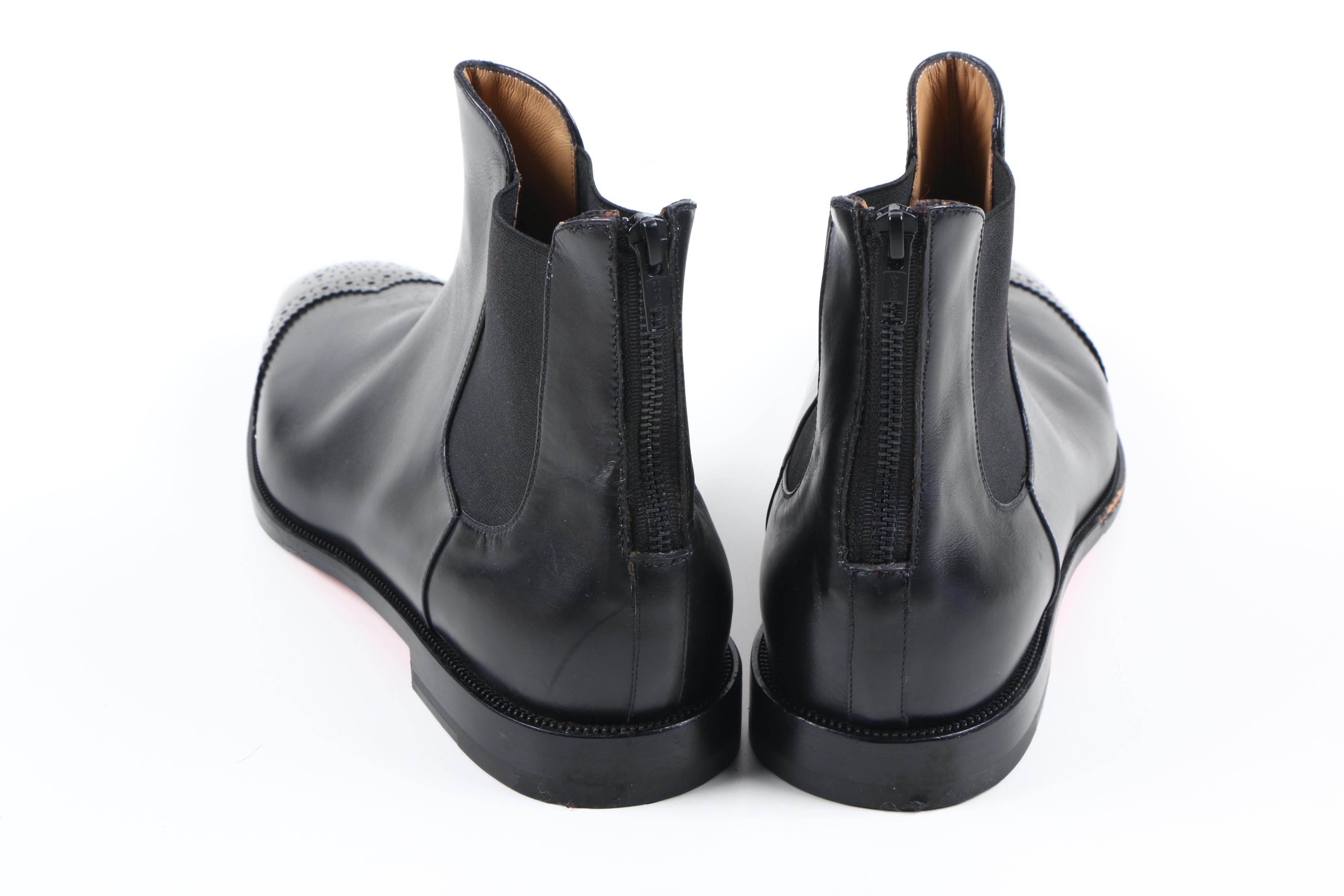 Men's Christian Louboutin Black Leather Chelsea Boots
