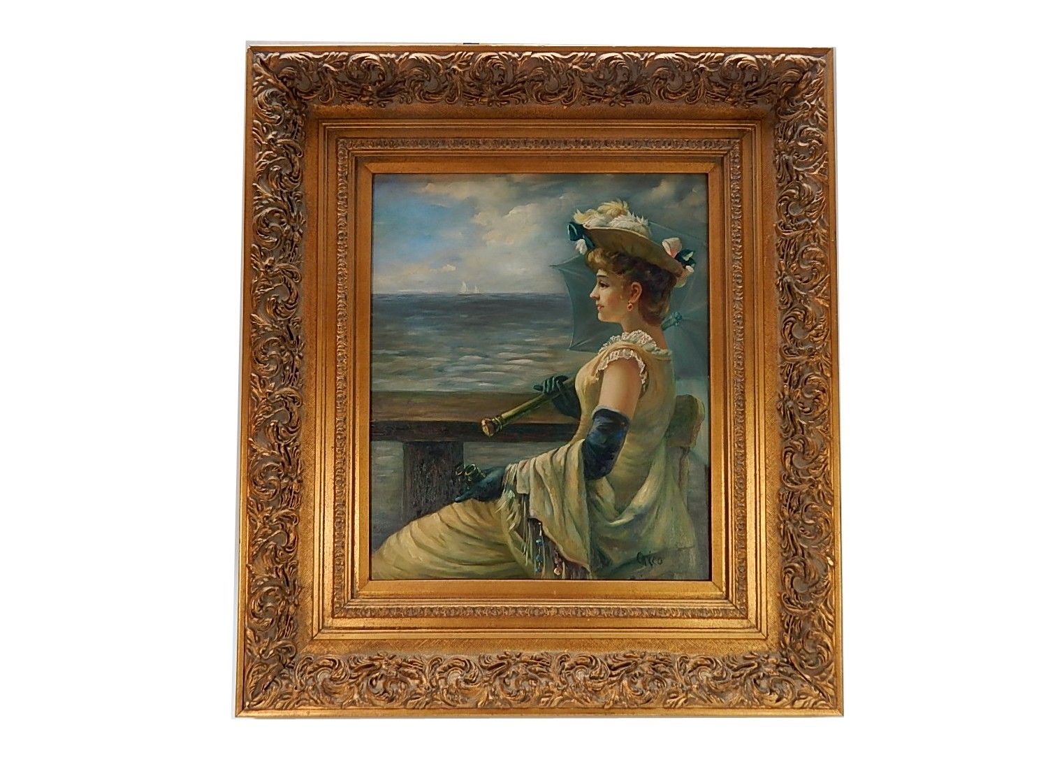 Original Oil Painting "Shore Side Terrace"