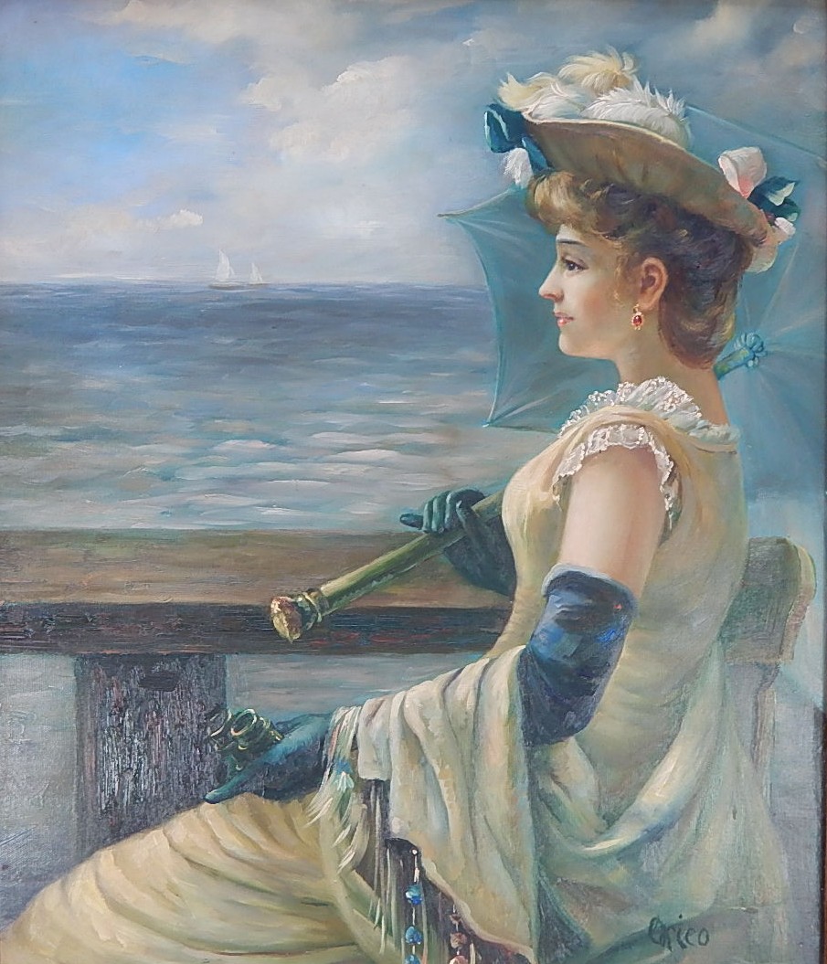 Original Oil Painting "Shore Side Terrace"