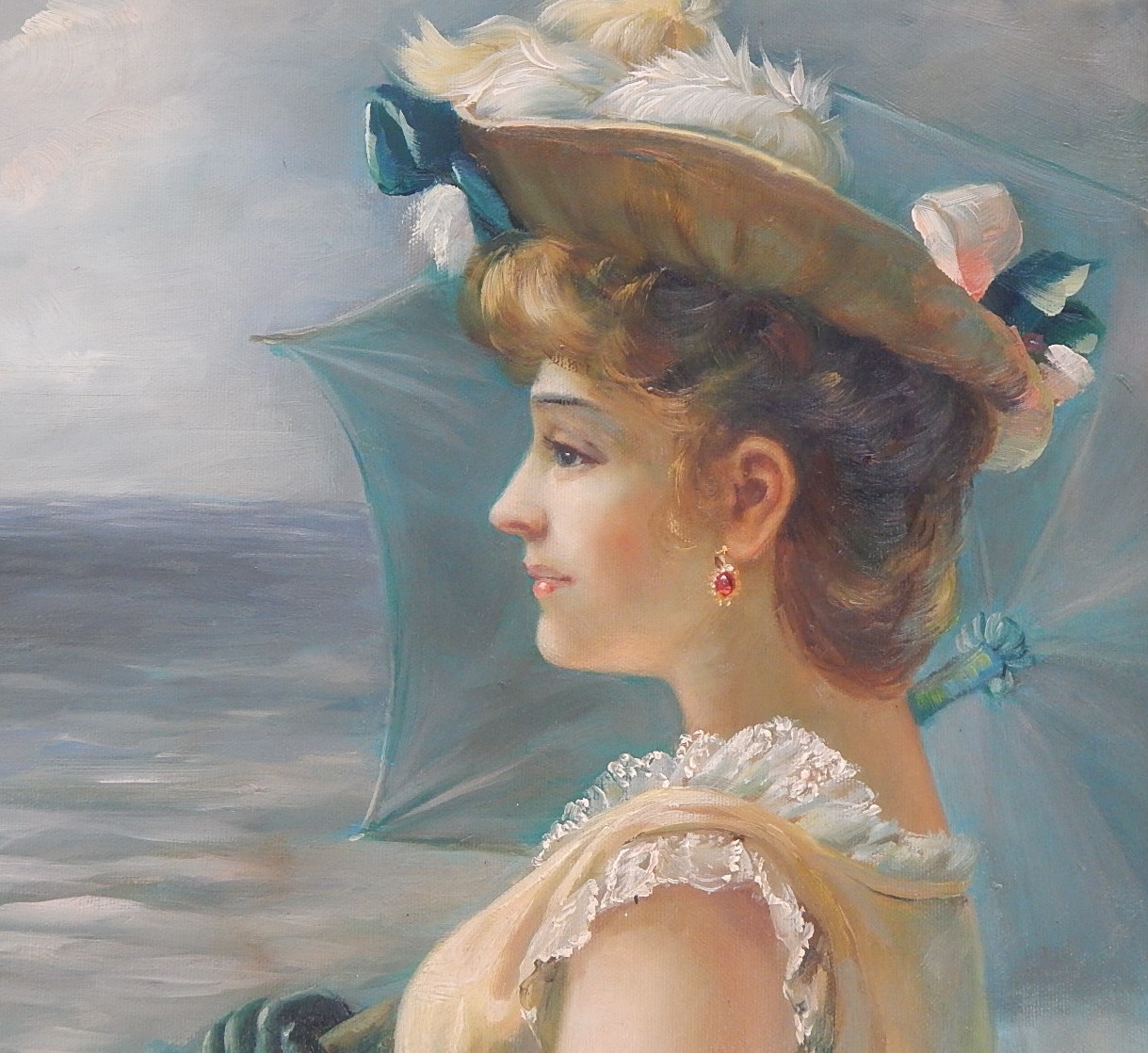 Original Oil Painting "Shore Side Terrace"