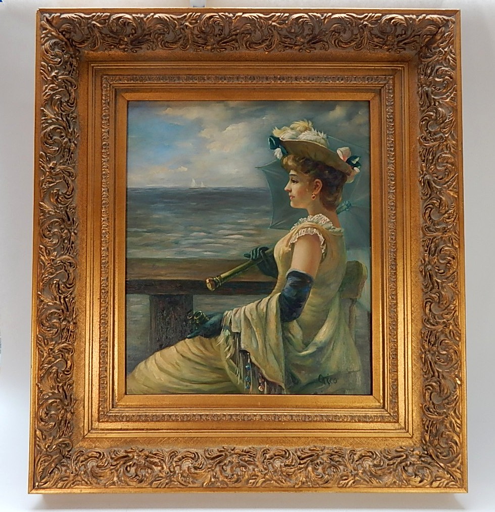 Original Oil Painting "Shore Side Terrace"