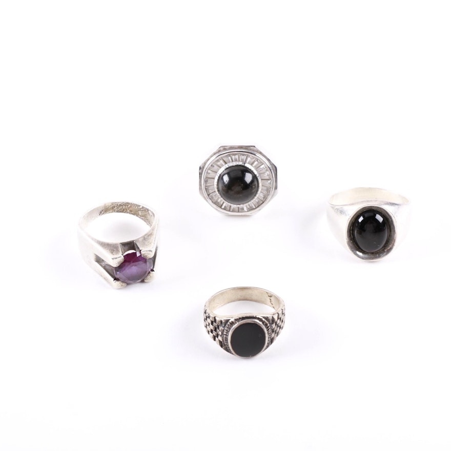 Sterling Silver Rings with Gemstone Accents